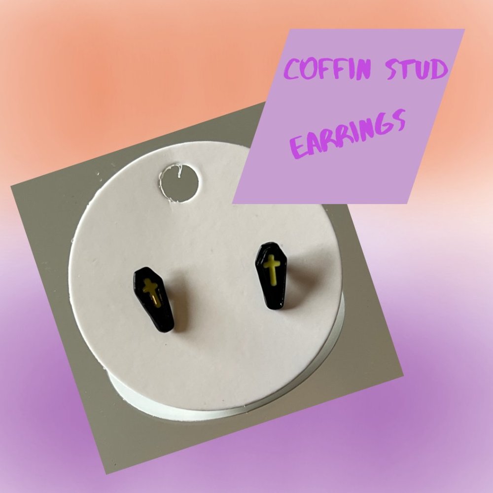 4/$20 Fun Coffin Stud Earrings  ~ NEW